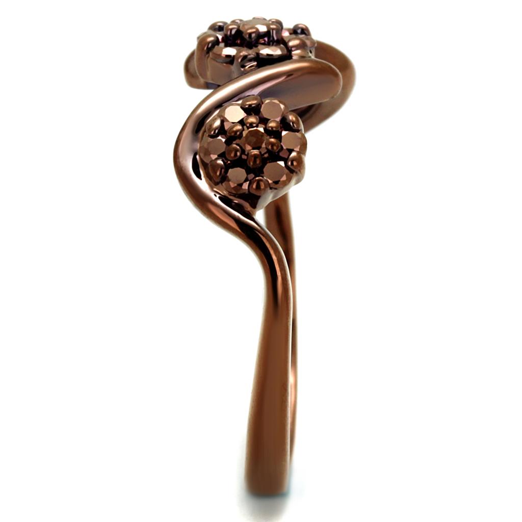 MA3W1181 - IP Coffee light Brass Ring with AAA Grade CZ in Light Coffee