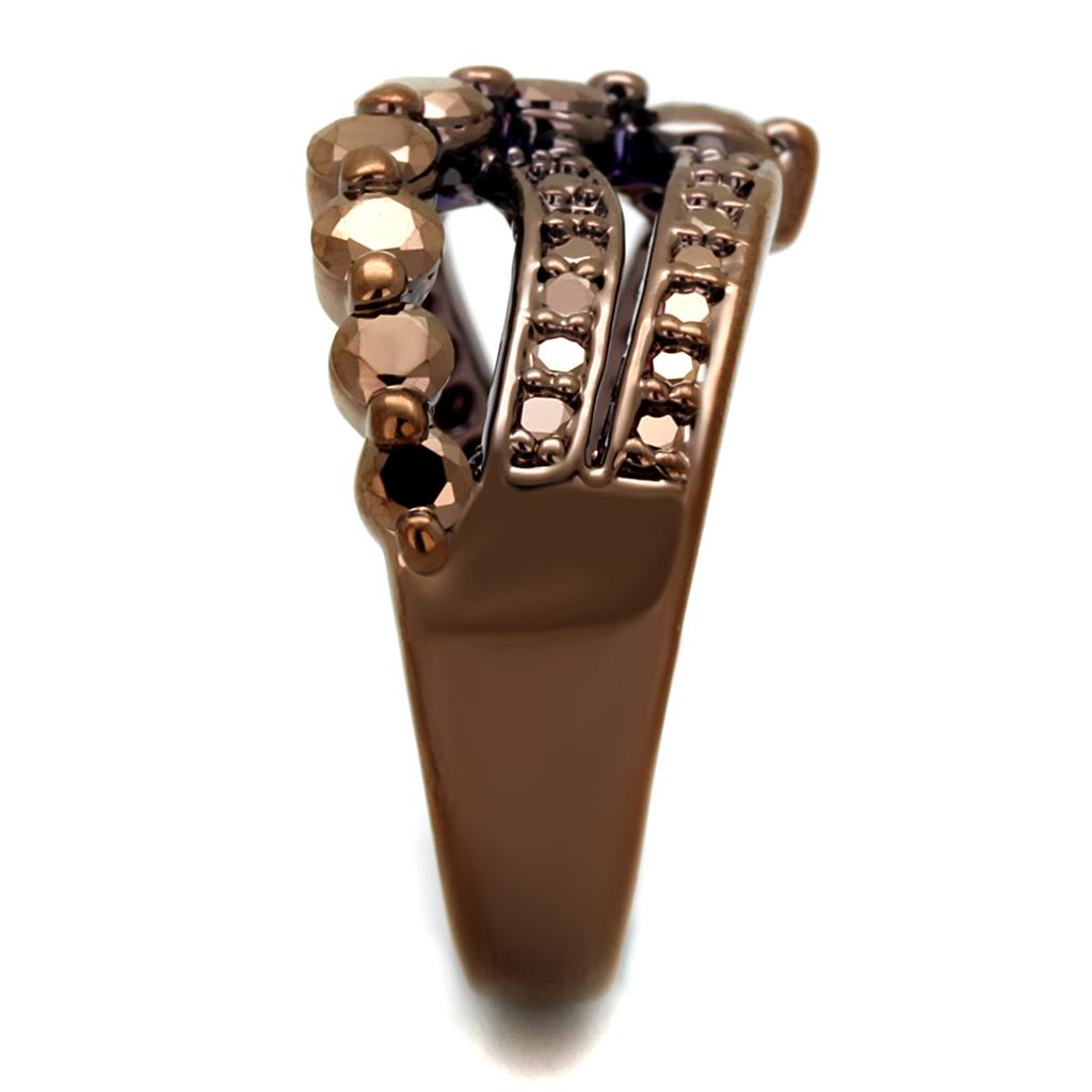 MA3W1182 - IP Coffee light Brass Ring with AAA Grade CZ in Light Coffee