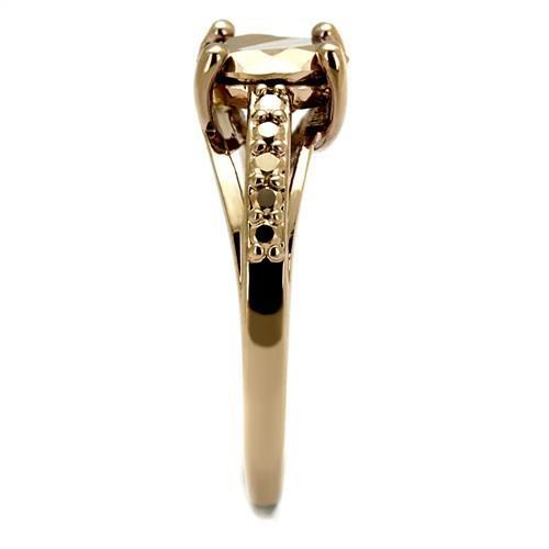 MA3W1199 - IP Rose Gold(Ion Plating) Brass Ring with AAA Grade CZ in Metallic Light Gold