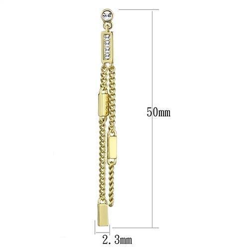 MA3W1203 - Gold Brass Earrings with Top Grade Crystal in Clear