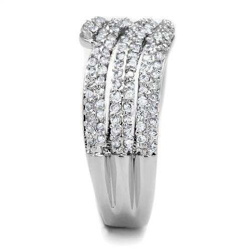 MA3W1214 - Rhodium Brass Ring with AAA Grade CZ in Clear