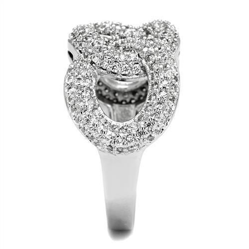 MA3W1218 - Rhodium Brass Ring with AAA Grade CZ in Clear