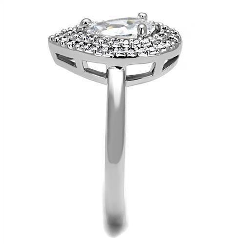 MA3W1242 - Rhodium Brass Ring with AAA Grade CZ in Clear
