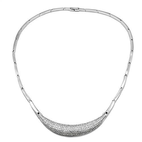 MA3W1245 - Rhodium Brass Jewelry Sets with AAA Grade CZ in Clear