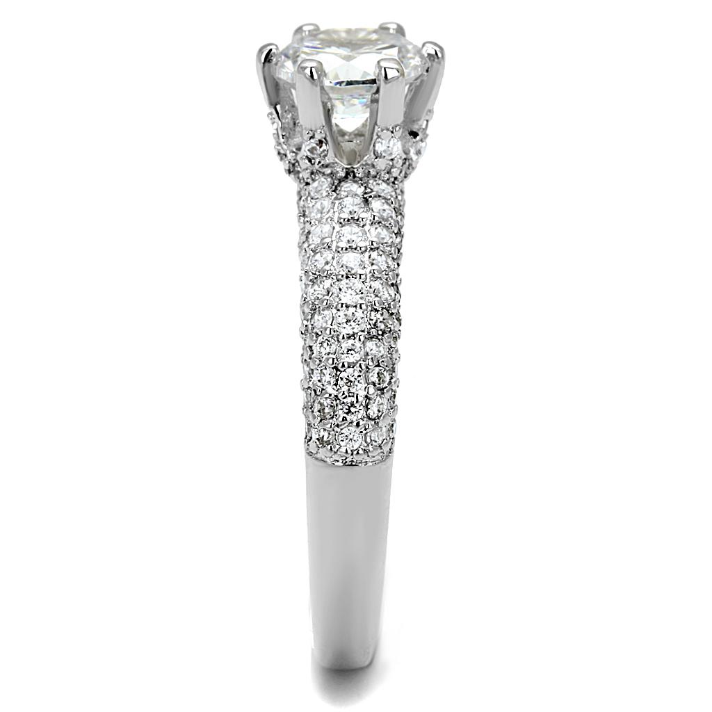 MA3W1253 - Rhodium Brass Ring with AAA Grade CZ in Clear