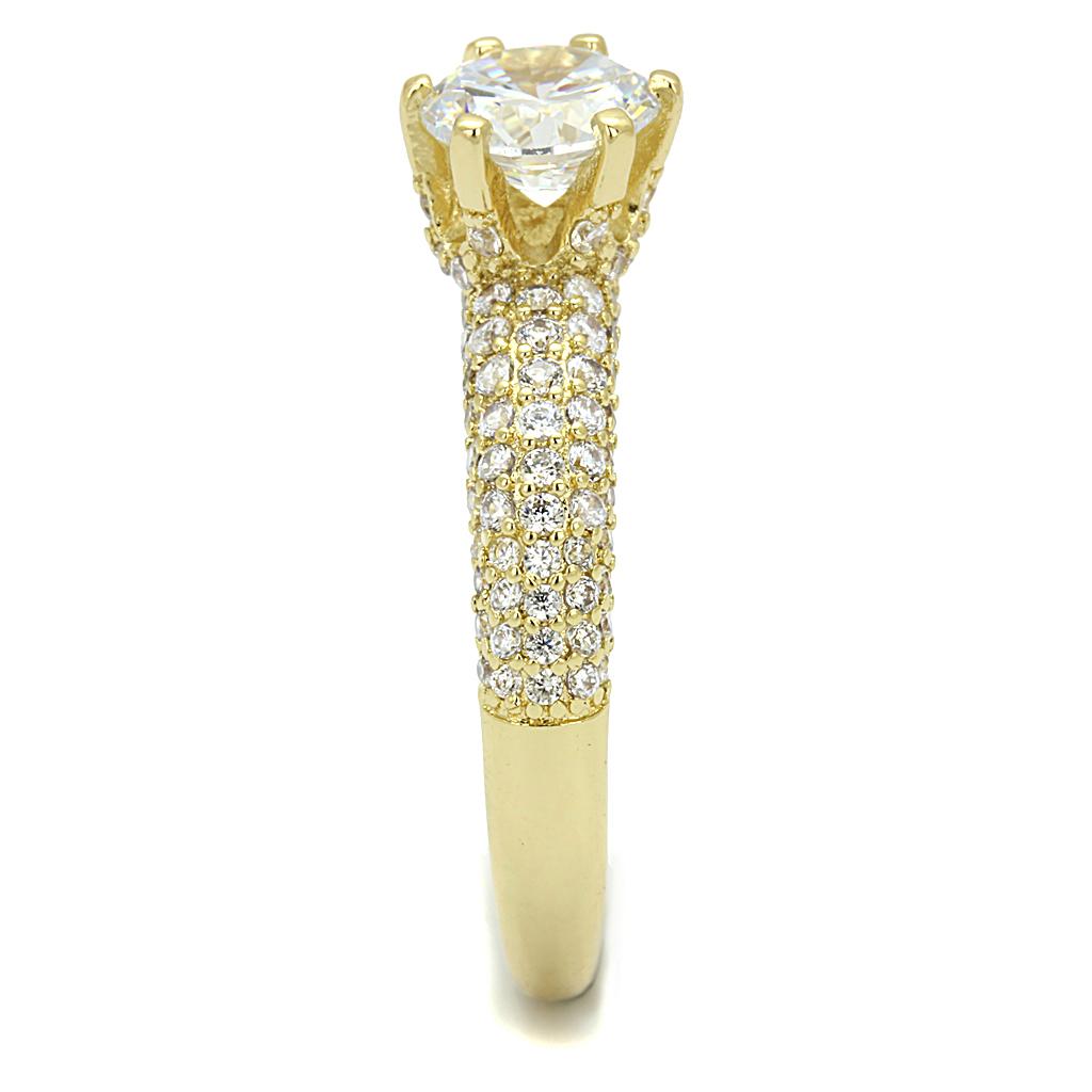 MA3W1255 - Gold Brass Ring with AAA Grade CZ in Clear