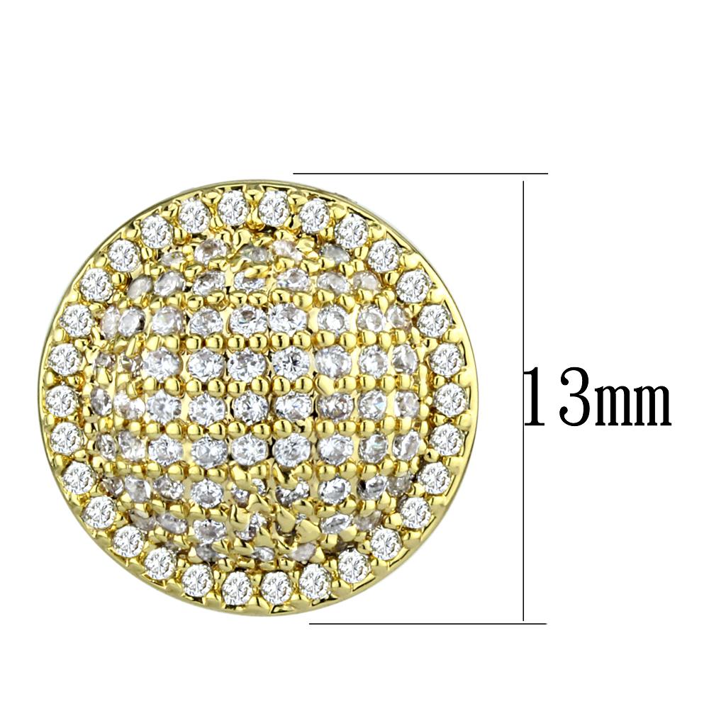 MA3W1258 - Gold Brass Earrings with AAA Grade CZ in Clear