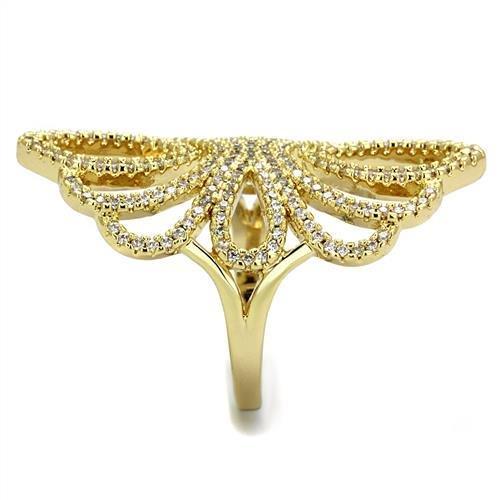MA3W1274 - Gold Brass Ring with AAA Grade CZ in Clear