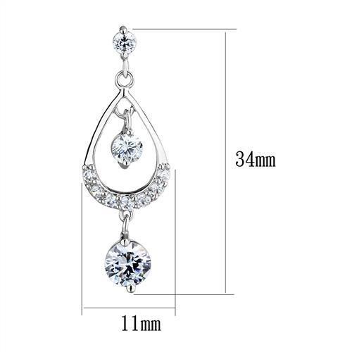 MA3W1286 - Rhodium Brass Earrings with AAA Grade CZ in Clear