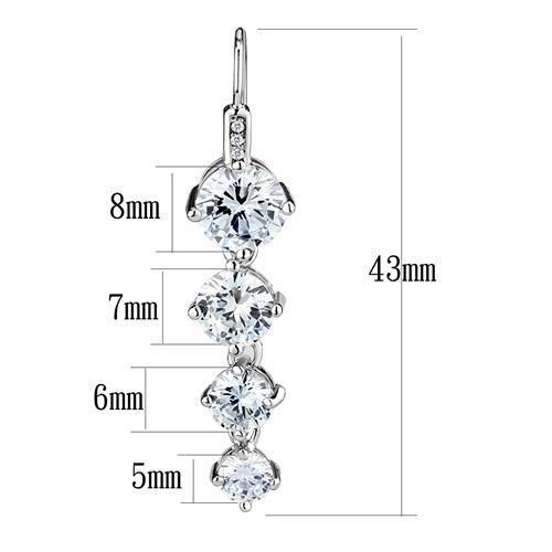 MA3W1287 - Rhodium Brass Earrings with AAA Grade CZ in Clear