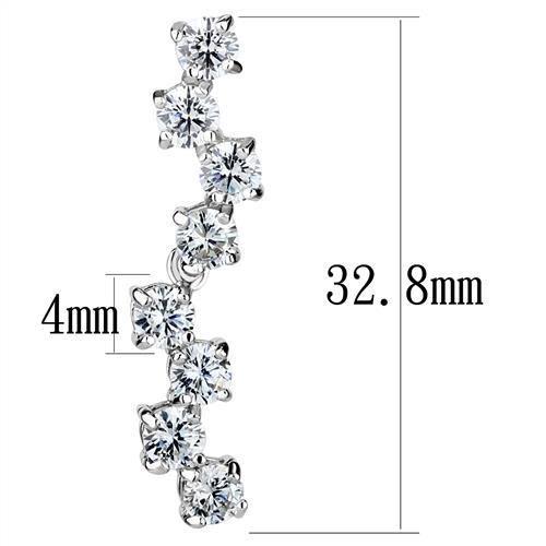 MA3W1289 - Rhodium Brass Earrings with AAA Grade CZ in Clear