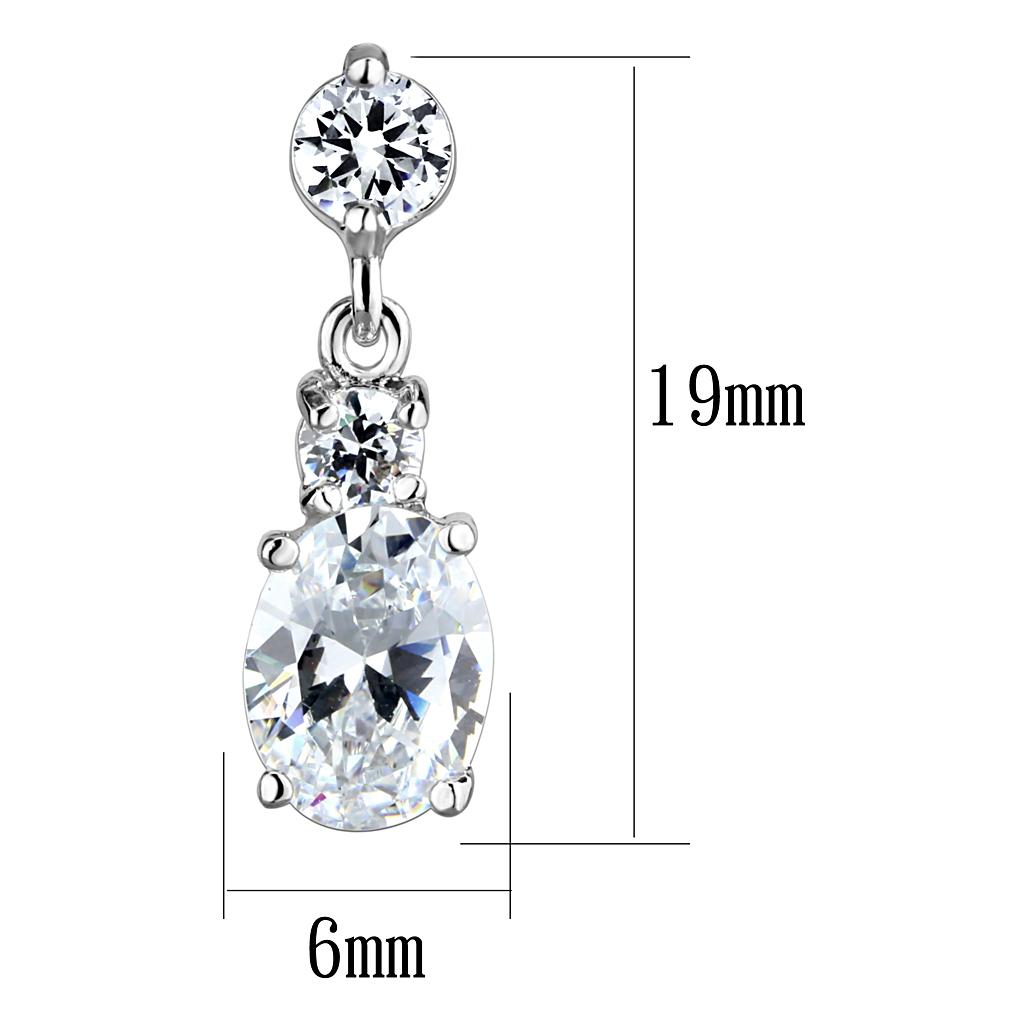 MA3W1290 - Rhodium Brass Earrings with AAA Grade CZ in Clear