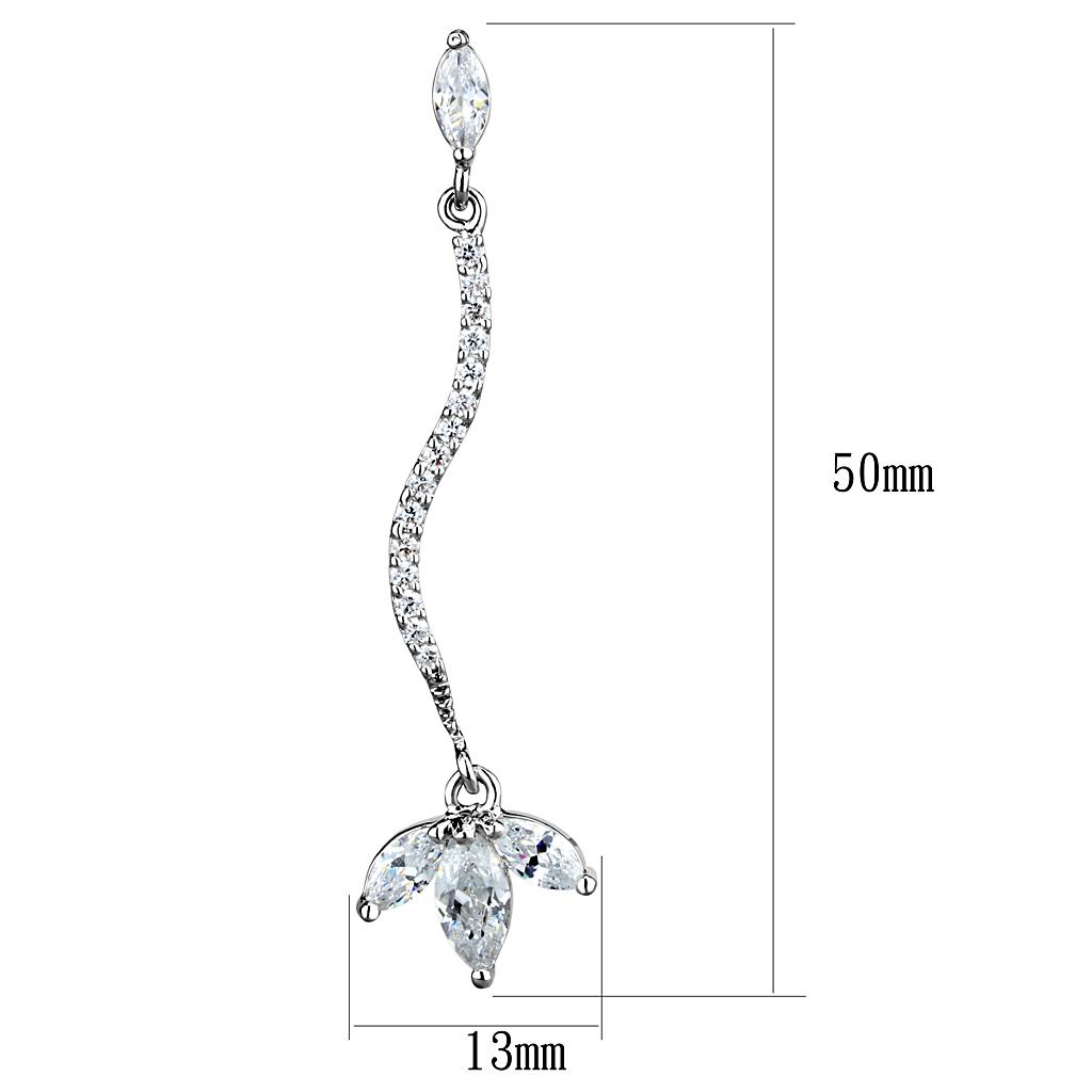 MA3W1291 - Rhodium Brass Earrings with AAA Grade CZ in Clear