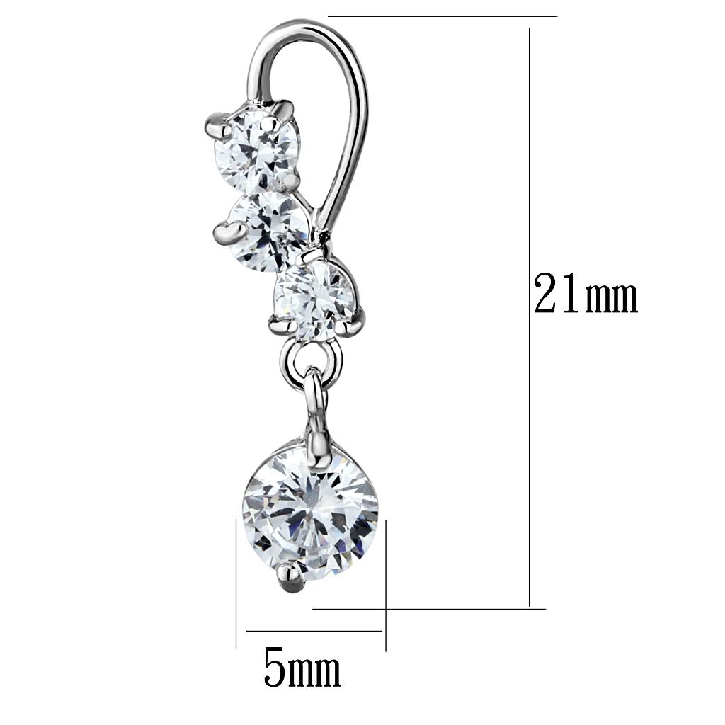 MA3W1293 - Rhodium Brass Earrings with AAA Grade CZ in Clear