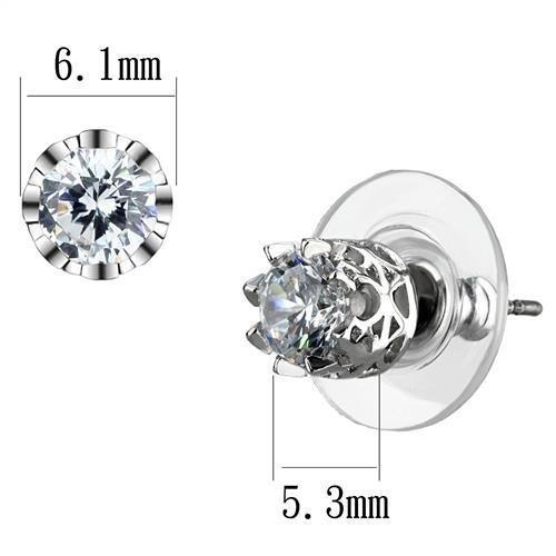 MA3W1304 - Rhodium Brass Earrings with AAA Grade CZ in Clear