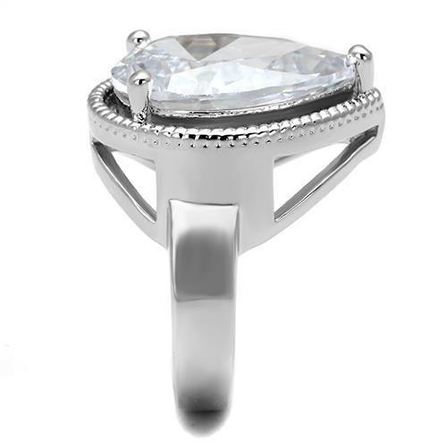 MA3W1305 - Rhodium Brass Ring with AAA Grade CZ in Clear