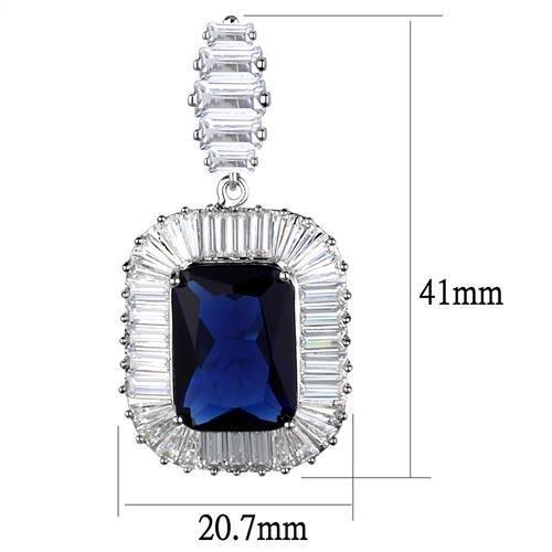 MA3W1321 - Rhodium Brass Earrings with Synthetic Synthetic Glass in Montana