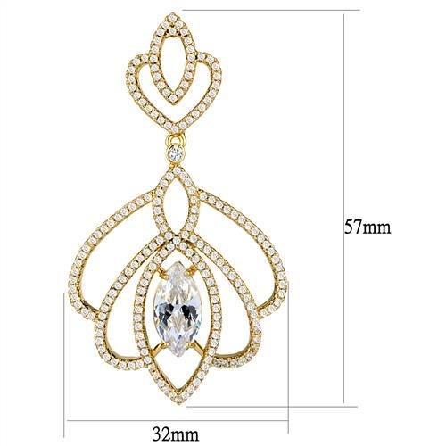 MA3W1324 - Gold Brass Earrings with AAA Grade CZ in Clear