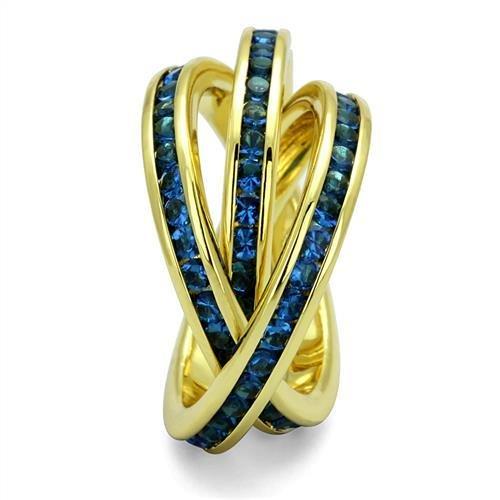 MA3W1329 - Gold Brass Ring with Synthetic Synthetic Glass in Montana