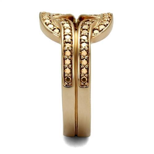 MA3W1336 - IP Rose Gold(Ion Plating) Brass Ring with AAA Grade CZ in Metallic Light Gold