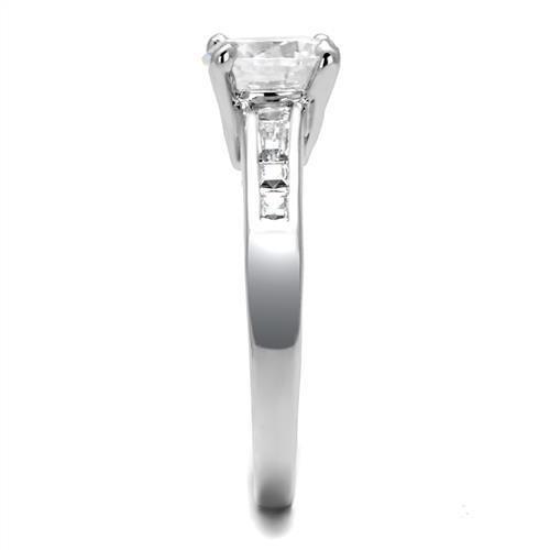 MA3W1341 - Rhodium Brass Ring with AAA Grade CZ in Clear