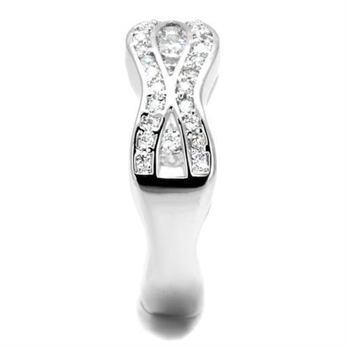 MA3W1345 - Rhodium Brass Ring with AAA Grade CZ in Clear