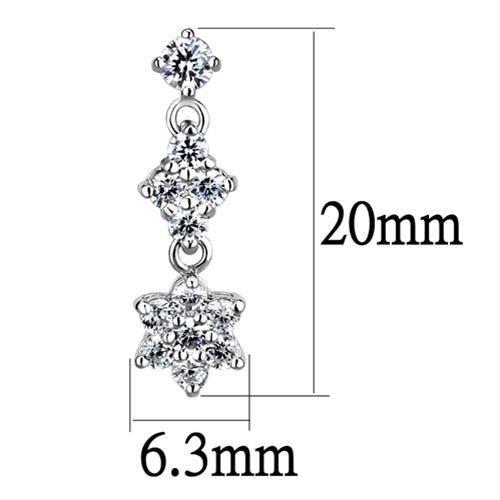 MA3W1357 - Rhodium Brass Earrings with AAA Grade CZ in Clear