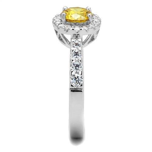 MA3W1362 - Rhodium Brass Ring with AAA Grade CZ in Topaz