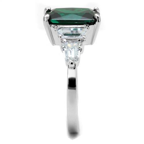 MA3W1363 - Rhodium Brass Ring with Synthetic Spinel in Emerald