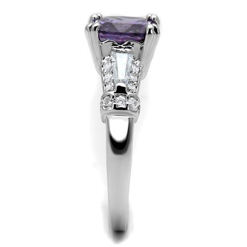 MA3W1365 - Rhodium Brass Ring with AAA Grade CZ in Amethyst