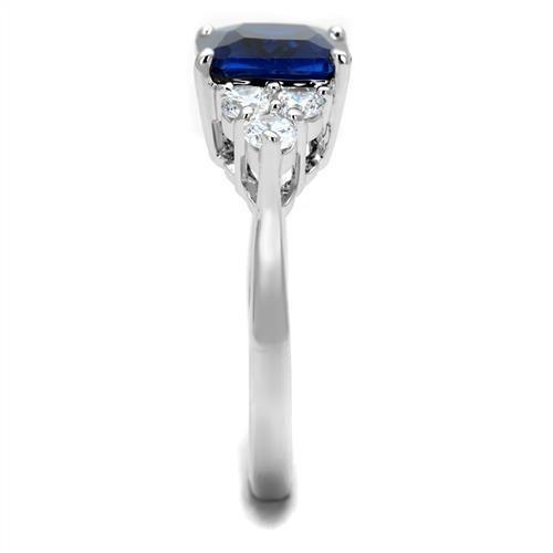 MA3W1367 - Rhodium Brass Ring with Synthetic Spinel in London Blue