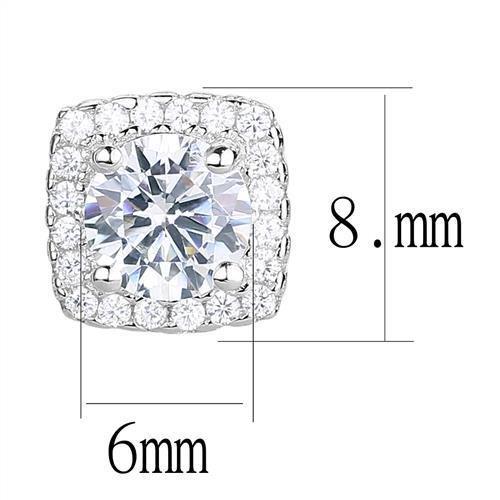 MA3W1368 - Rhodium 925 Sterling Silver Earrings with AAA Grade CZ in Clear