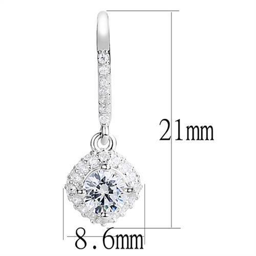 MA3W1372 - Rhodium 925 Sterling Silver Earrings with AAA Grade CZ in Clear