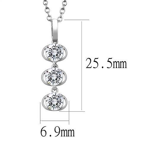MA3W1373 - Rhodium 925 Sterling Silver Chain Pendant with AAA Grade CZ in Clear