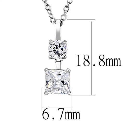 MA3W1374 - Rhodium 925 Sterling Silver Chain Pendant with AAA Grade CZ in Clear