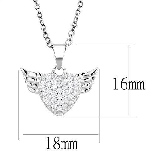 MA3W1378 - Rhodium 925 Sterling Silver Chain Pendant with AAA Grade CZ in Clear