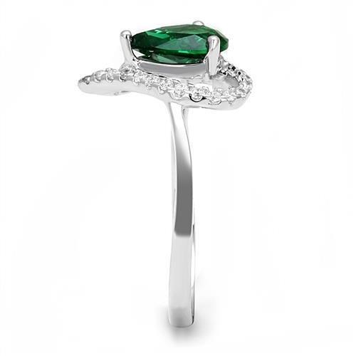 MA3W1384 - Rhodium 925 Sterling Silver Ring with Synthetic Synthetic Glass in Blue Zircon