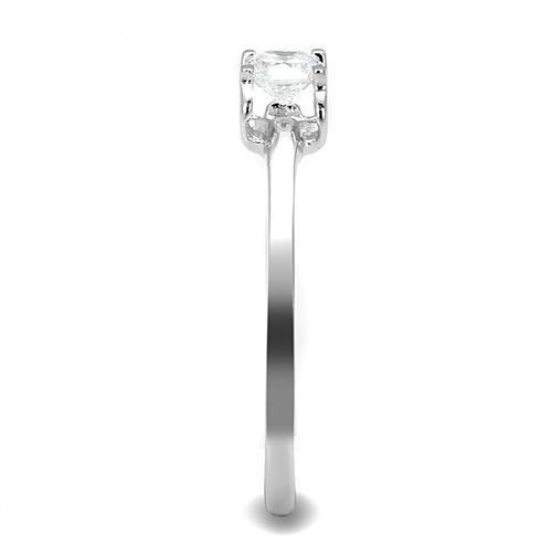 MA3W1385 - Rhodium 925 Sterling Silver Ring with AAA Grade CZ in Clear
