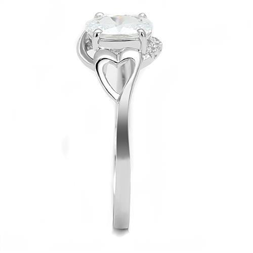 MA3W1388 - Rhodium 925 Sterling Silver Ring with AAA Grade CZ in Clear