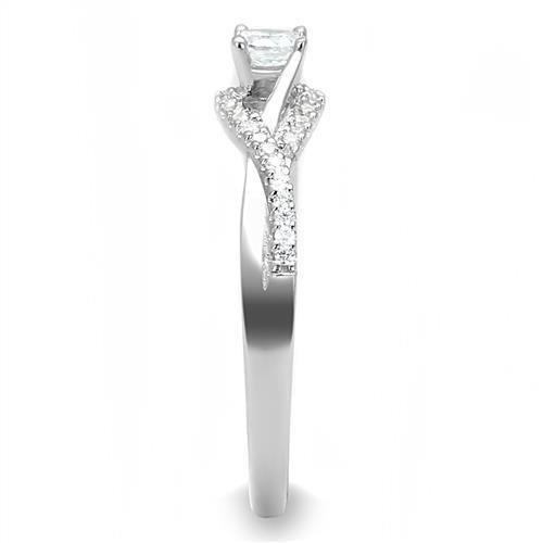 MA3W1390 - Rhodium 925 Sterling Silver Ring with AAA Grade CZ in Clear