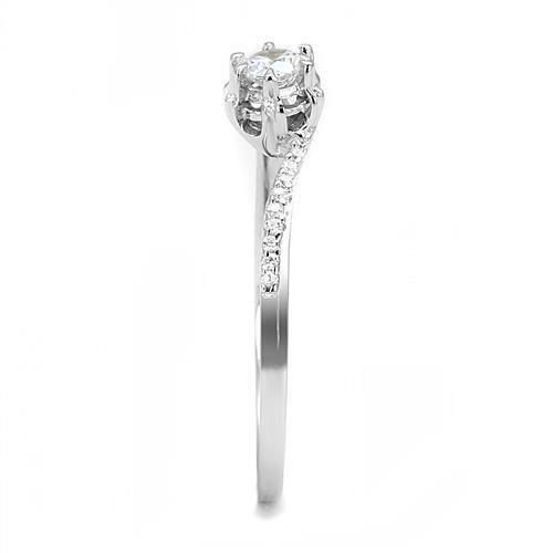 MA3W1392 - Rhodium 925 Sterling Silver Ring with AAA Grade CZ in Clear