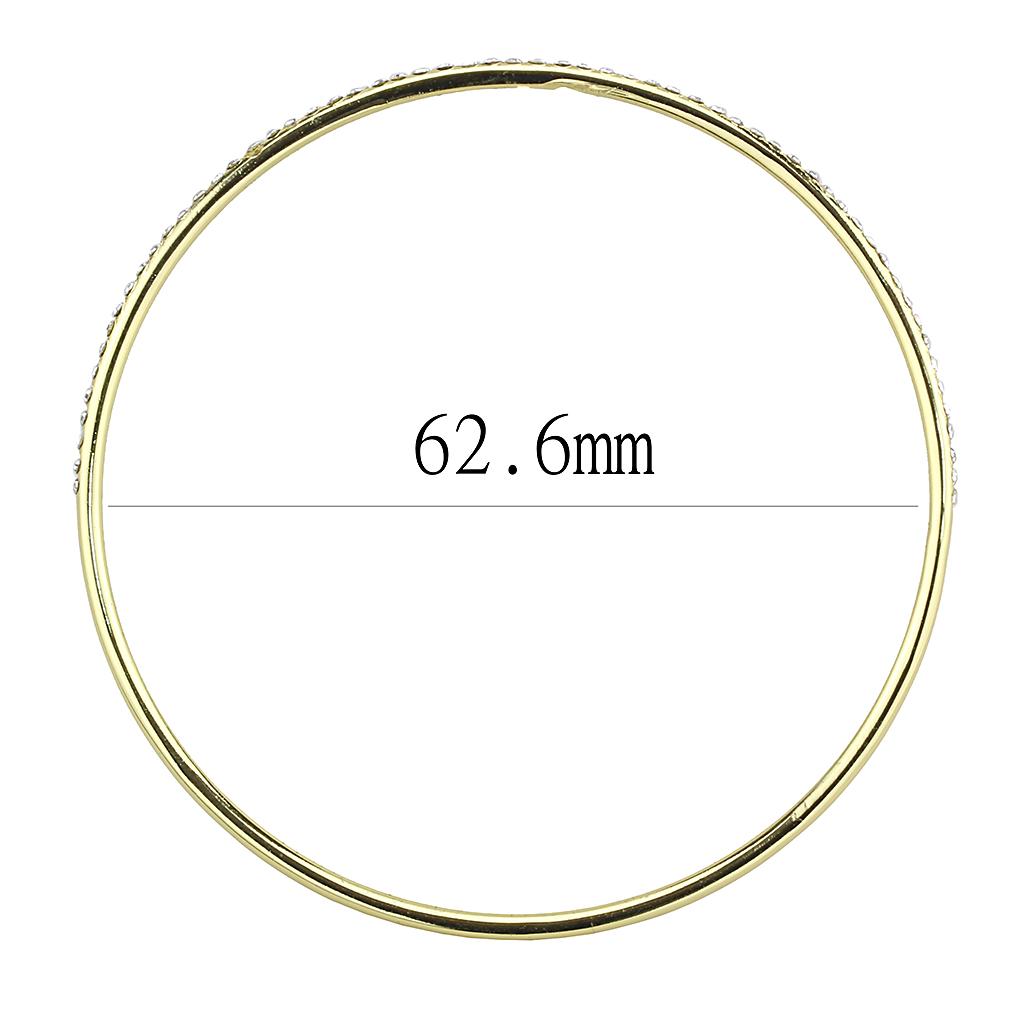 MA3W1406 - Gold Brass Bangle with Top Grade Crystal in Clear
