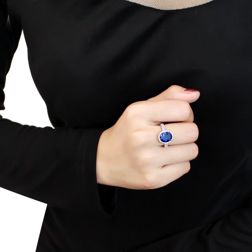 MA3W1516 - Rhodium Brass Ring with Synthetic in Montana