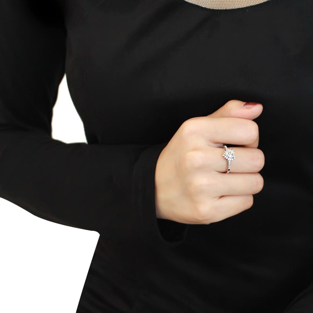 MA3W1526 - Rhodium Brass Ring with AAA Grade CZ in Clear