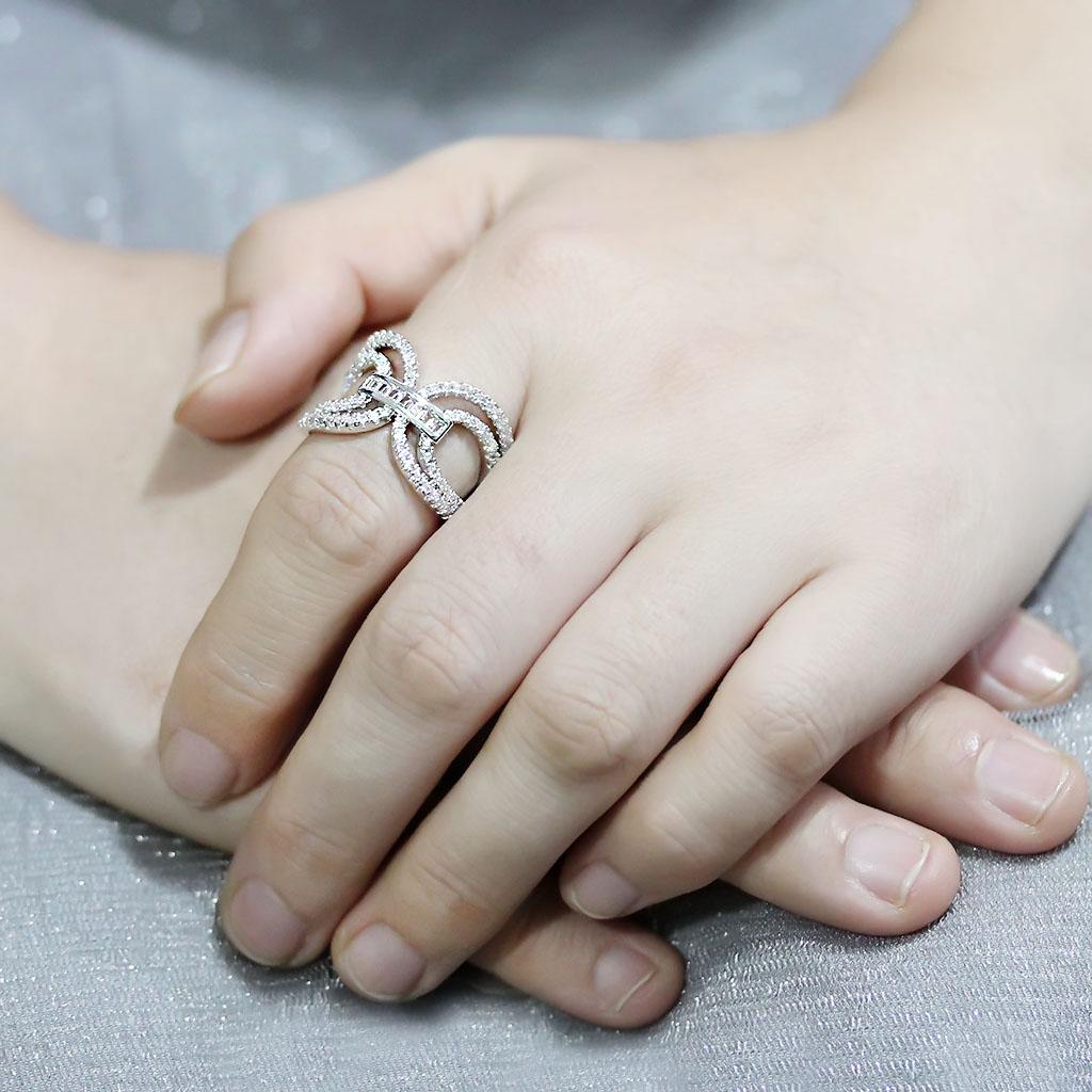 MA3W1541 - Rhodium Brass Ring with AAA Grade CZ in Clear