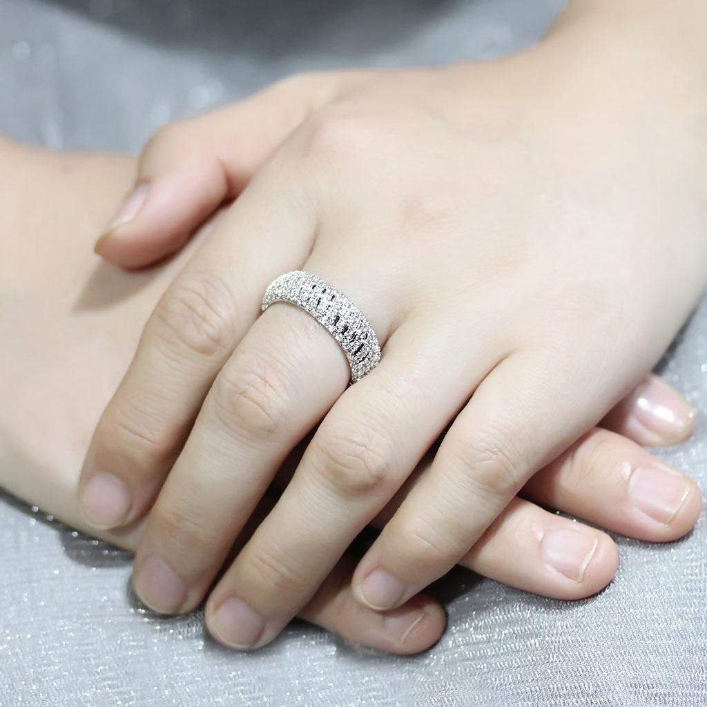 MA3W1550 - Rhodium Brass Ring with AAA Grade CZ in Clear