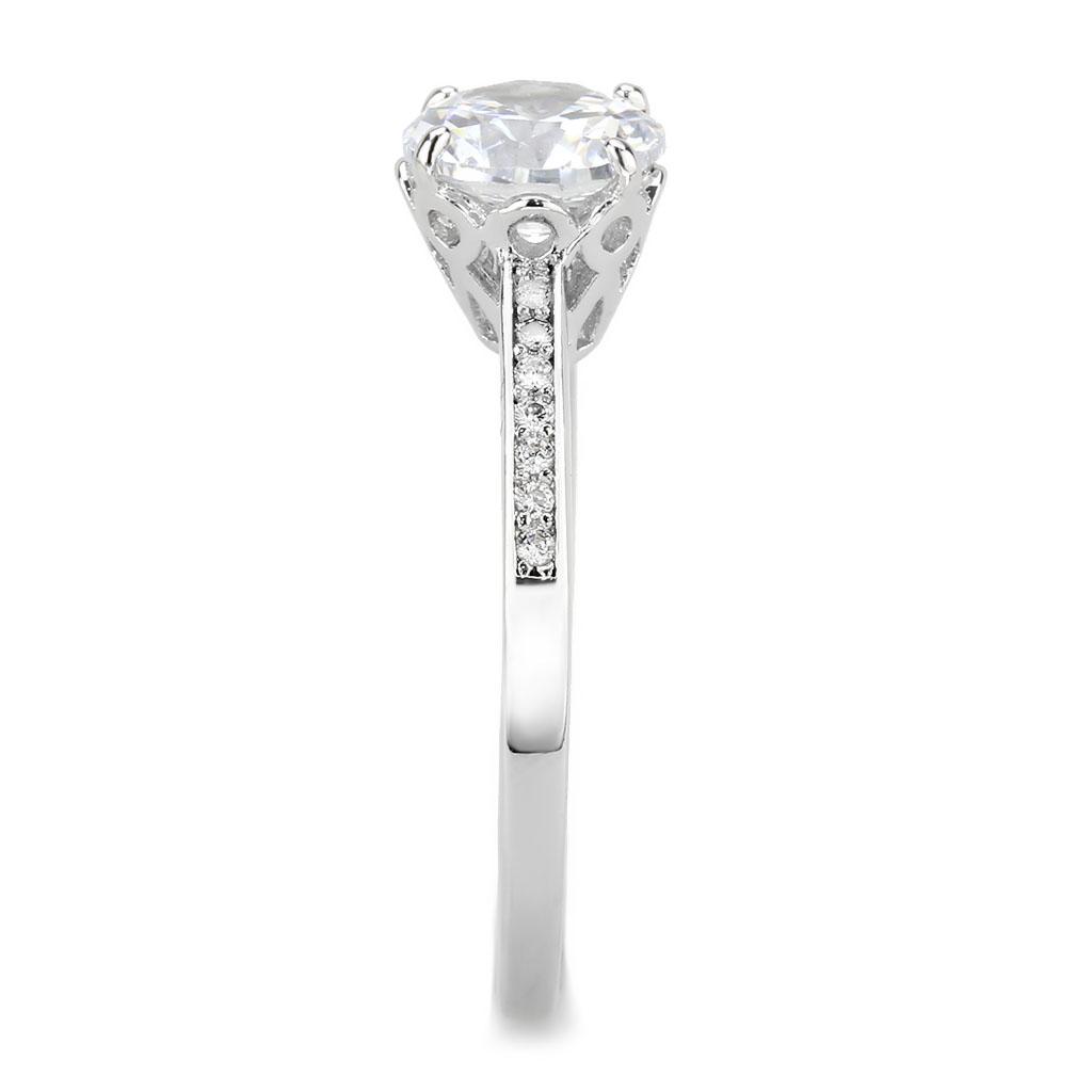 MA3W1573 - Rhodium Brass Ring with AAA Grade CZ in Clear