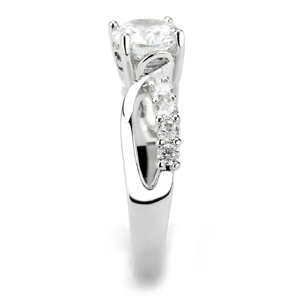 MA3W1574 - Rhodium Brass Ring with AAA Grade CZ in Clear