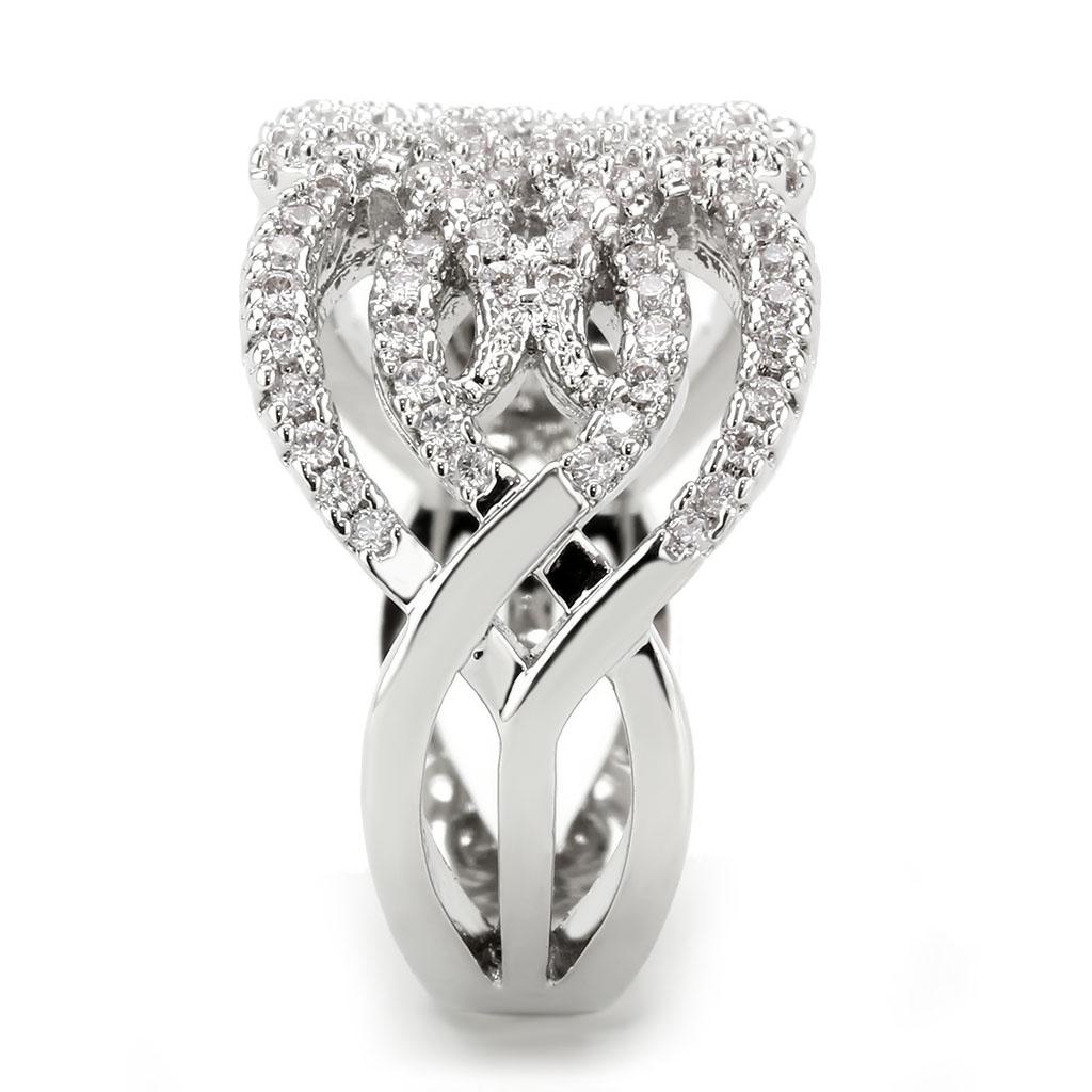 MA3W1581 - Rhodium Brass Ring with AAA Grade CZ in Clear