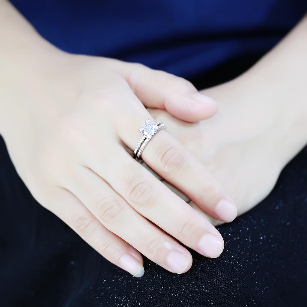 MA3W1589 - Rhodium Brass Ring with AAA Grade CZ in Clear